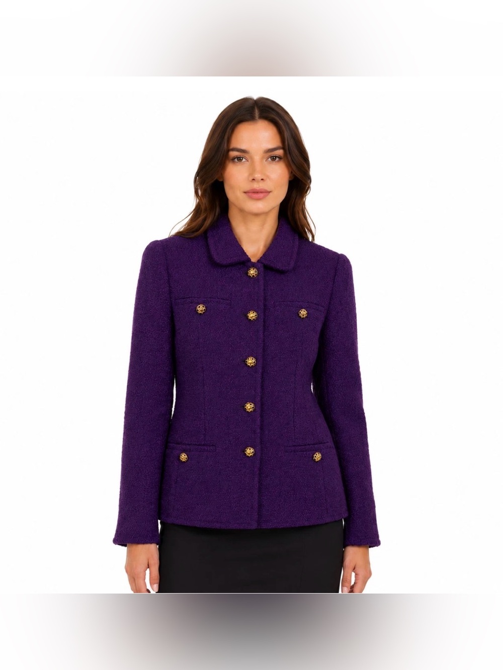Escada VTG 80s Boucle Wool Blend Knit Blazer Jacket Womens US S EU 34 Deadstock